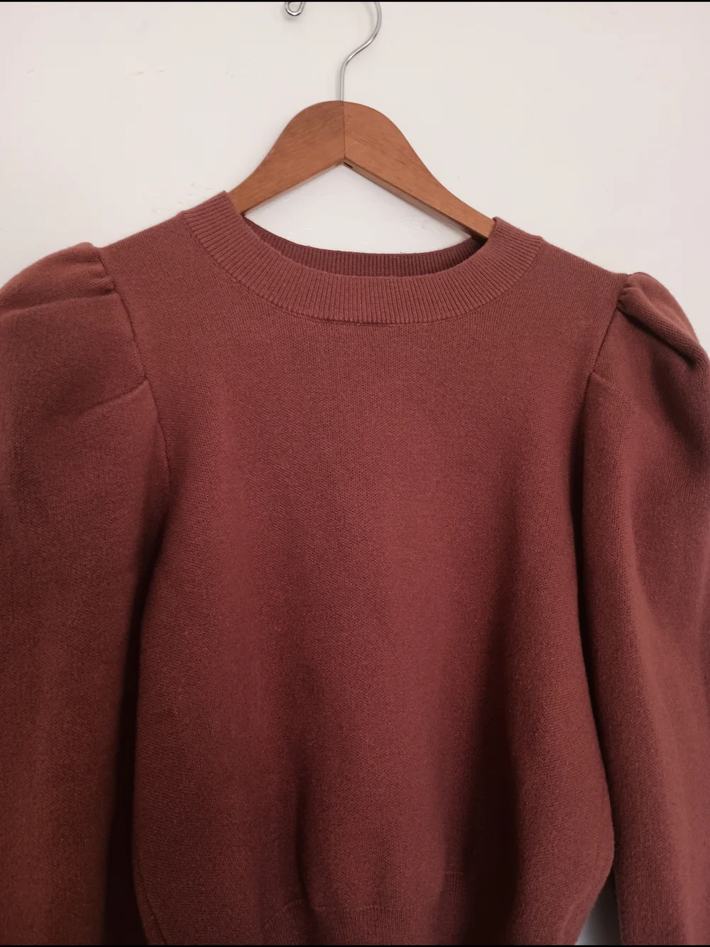 DownEast Brick Red Ribbed Crew Sweater